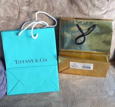 TIFFANY & Co. Packaging 9 x 7 small blue Paper Gift Shopping Bag + Hallmark Bag - Image 1 of 4