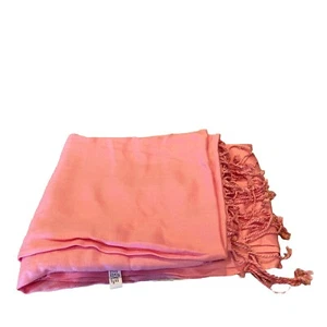 Bijoux Terner Pink Pashmina Style Shawl Wrap Scarf Fringe Edge - Picture 1 of 2