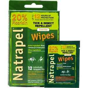 NATRAPEL Tick & Insect Repellent 12-Hour Individually Wrapped Wipes-12 Count-NEW