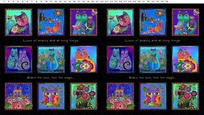 Laurel Burch***FANTASTICATS*** Y4339-3M ~ PANEL - Total of 18 squares