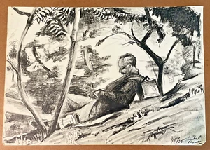 NYC Social Realism 1930s Central Park Titled Dated Central Park Charcoal? 15X10 - Picture 1 of 9