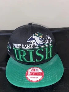 New Era Notre Dame Fighting Irish Basic Green and Black 9Fifty Snapback Cap - Picture 1 of 4