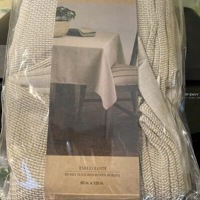 ED Ellen DeGeneres | 60" x 120" Oblong Brody Tablecloth Natural Beige Farmhouse - Image 1 of 4