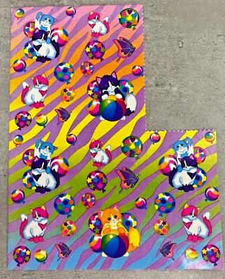 De Colección Lisa Frank Pegatina Gatito Gato Años 90 Mariposa Globos Corazón Arco Iris 6" EE. UU. Foto 1 de 4