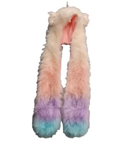 Capelli New York Hat Unicorn hat Hooded Scarf Girl's Pink Pastel Fuzzy One Size - Picture 1 of 7