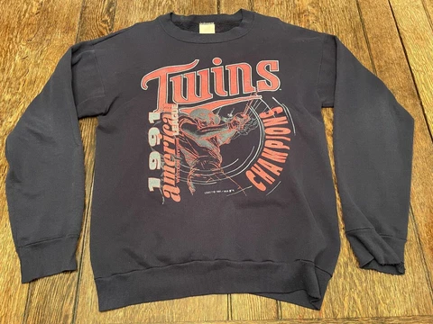vintage MINNESOTA TWINS 1991 American League Champions adult L large sweatshirt Cover