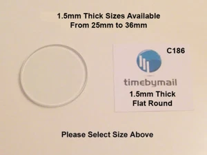 25 mm - 36 mm x 1,5 mm flache Uhr Glas Kristall Leicht ABGESCHRÄGTE KANTE Neu Teil C186 - Bild 1 von 3