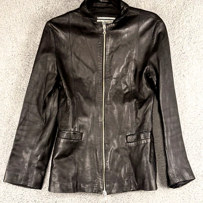 Chaqueta de cuero italiana para mujer S negra mantecosa suave cremallera completa forrada Vera Pelle Foto 1 de 4