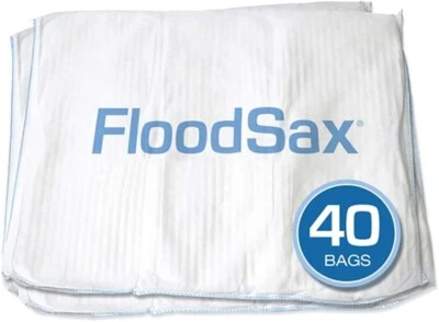 FLOODSAX Flood Absorbing Bags ~ WATER ABSORBING SANDLESS SANDBAG ~ 40 FLOOD BARRIER BAGS