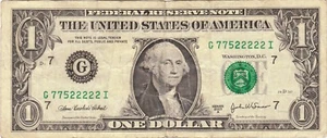 $1 2003A Fancy Serial G77522222I - Picture 1 of 1