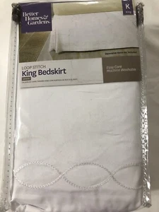 Falda de cama Better Homes & Gardens puntada en bucle F/Q o King gris o blanca nueva - Imagen 1 de 14