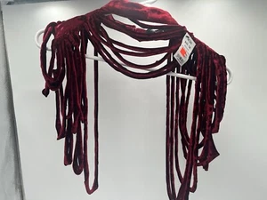 Akira Red Burgundy Velvet Watch Me Turn Diva Top Small Shoulder Half Top Fringe - Picture 1 of 6
