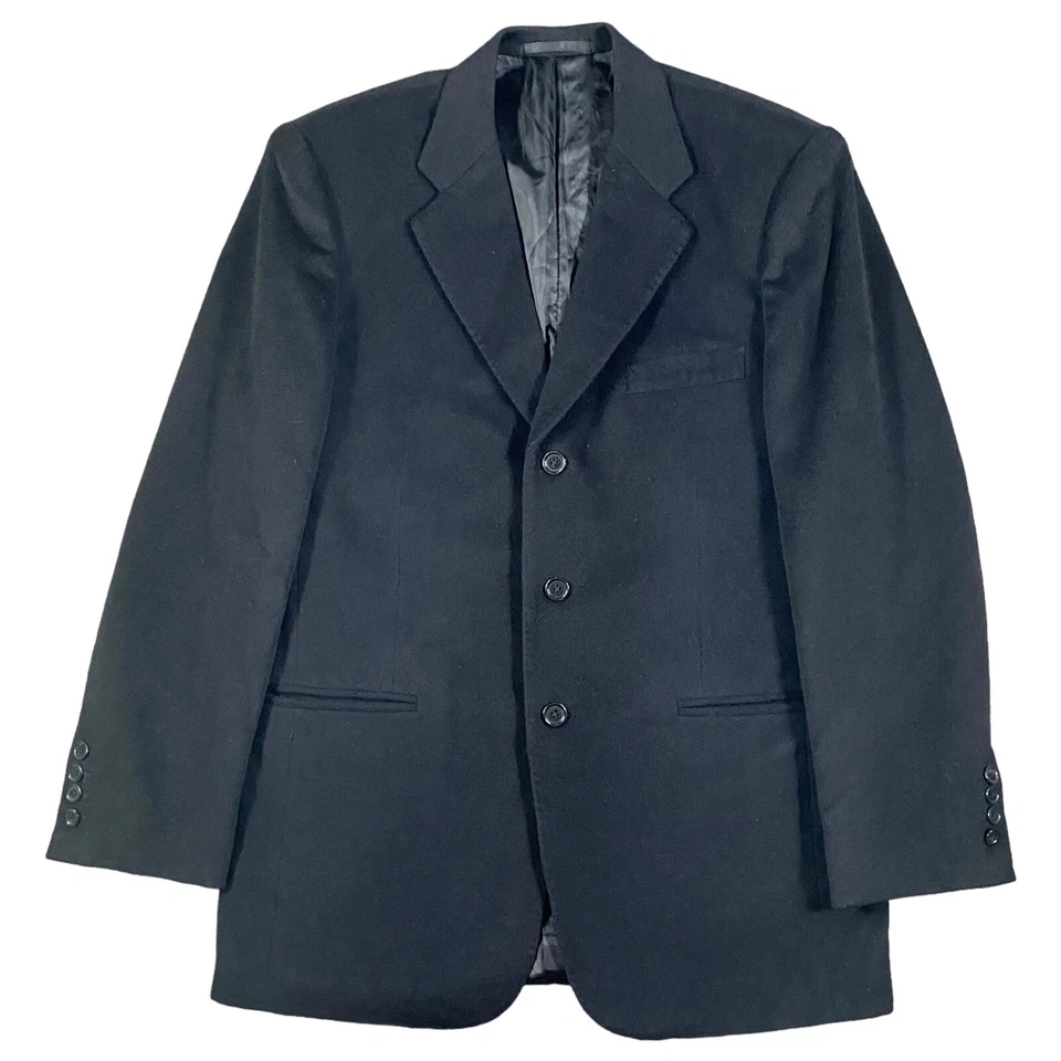 Handmade Blazer Jacket Black 100% Cashmere 3 Button Made in Italy Mens Size 40R - Image 1 of 4