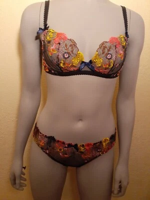 Agent Provocateur темно-синий цветочный мульти бюстгальтер 34C/B/E36C/E Zuri бриф размер 2/3/4Set - Изображение 1 из 4