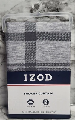 Cortina de ducha de tela a cuadros gris Izod 72X72 poliéster nueva con etiquetas Foto 1 de 4