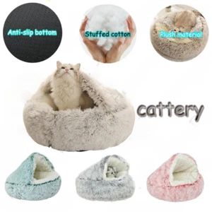 Cat Litter Pet Soft Plush Bed Semi-enclosed Cat Nest Shell Cat Bed Puppy Bed New - Picture 1 of 21