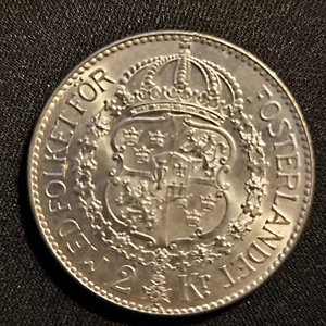 Schweden 2 Kronen 1939 G Gustav V Silber Münze - Bild 1 von 2