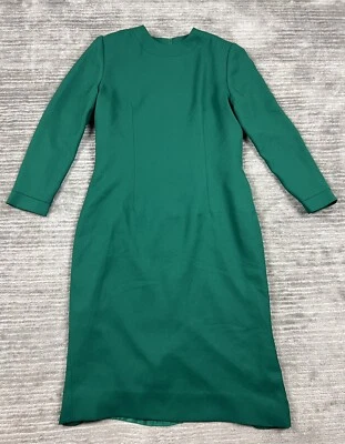 Vestido Henry Lee De Colección Para Mujer 8 Verde Manga Larga Midi Modesto Hecho en Unión EE. UU. Foto 1 de 4