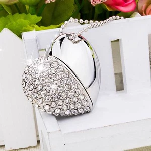 32G/64G Heart Shape Crystal USB Flash Drive Necklace Memory Stick Gift - Picture 1 of 12