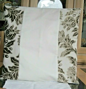 CREAM AND SAGE GREEN JACQUARD TAFFETA DESIGN CUSHION COVER NO.2 - Picture 1 of 2