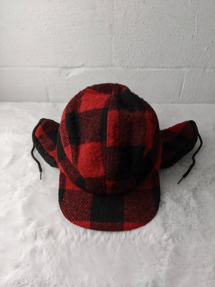 Woolrich Para Hombres M Rojo Negro Búfalo Cuadros Gorra de Caza Invierno Orejeras De Colección Loca Foto 1 de 4