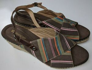 -Naturalizer Womens Stripe Espadrilles Wedge Heels Shoes Slingback Sandals 9.5 N