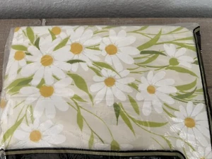Vintage 70s Morgan Jones Beige Daisies Twin Fitted Sheet Percale No Iron NOS - Imagen 1 de 7