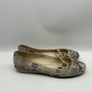 Cole Haan Shoes Women 10.5 B Leather Snake Roccia Faris Ballet Flats Mary Jane - Picture 1 of 9