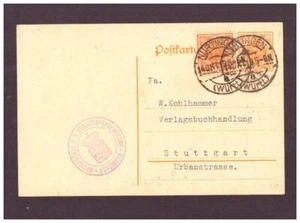 Württemberg entero con franqueo adicional - Nürtingen a Stuttgart 1919 - Imagen 1 de 2