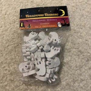 Halloween Horrores Gomas de Borrar Blancas Fantasma Ghouls Forma Fiesta Favores Truco Trato NUEVO - Imagen 1 de 8