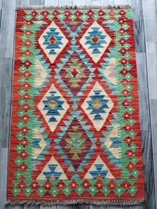 Artisan Handmade Afghan/Turkish Kilim Rug, Aztec Wool Area Rug, Size 123x82 CM - Picture 1 of 6