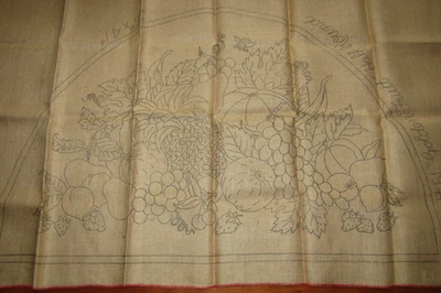 JOAN MOSHIMER BURLAP RUG HOOKING PATTERN #51 GOLDEN FRUIT 25" X 41" HALF ROUND - Image 1 of 4