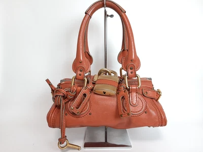 Chloe Mini Paddington Handbag Brown Orange Leather with Gold Padlock Key - Image 1 of 4