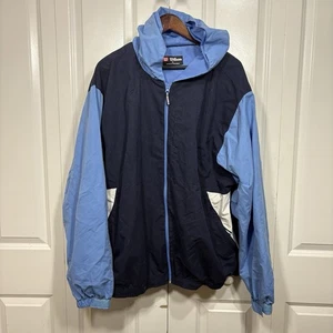 Wilson Windbreaker Jacket Men 3X Blue Full Zip 90s Y2K Retro Colorblock Track - Picture 1 of 8