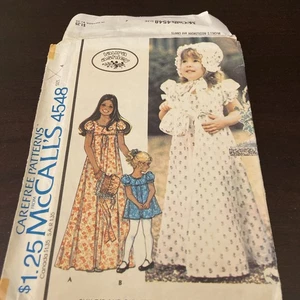 Bolso gorro vestido Laura Ashley McCall’s 4558 patrón de costura niñas años 70 talla 4 - Imagen 1 de 4