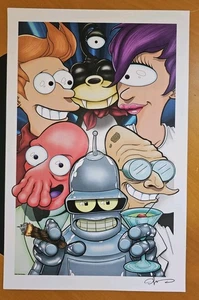 Futurama Limited Artist Signed Print From 2022 COMIC-CON By Jaime Coker 17x11 - Picture 1 of 4