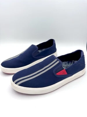 Olukai Lae’ahi Slip On Canvas Sneakers - Mens 11 - Navy Stripe Durable Shoes - Image 1 of 4