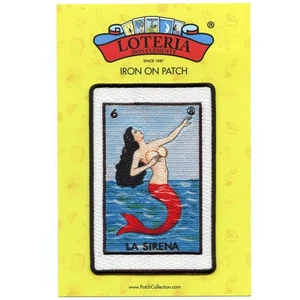 La Sirena 6 Aufnäher Mexikanische Loteria Karte Sublimiert Stickerei Bügelbild - Bild 1 von 3