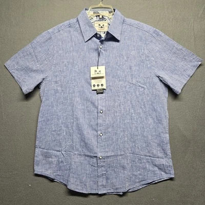 report collection mens button up linen/ cotton shirt size L - Image 1 of 4