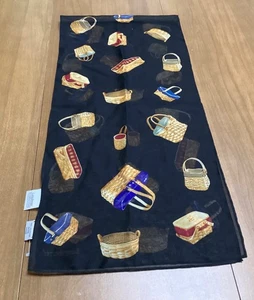 Longaberger Homestead-Scarf w/Colorful Picnic Baskets-Polyester-12” x 52” - Picture 1 of 4