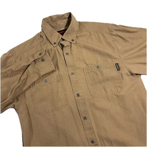 Wolverine Button Down Shirt Men's M Utitlity Rip-Stop Long Sleeve Brown Workwear - Picture 1 of 8
