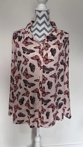 Butterfly Pink George Button Up Shirt Size 22 Long Sleeves BNWT Collered Summer - Picture 1 of 9