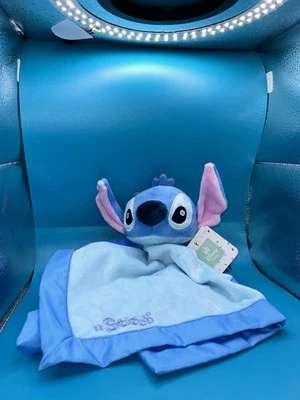 Manta de seguridad Disney Baby Stitch azul satinado 14" juguete para bebé NUEVO Foto 1 de 4