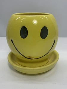 Vintage McCoy Happy Face Violett Topf mit aufgesetzter Gießschale für Drainage - Bild 1 von 6