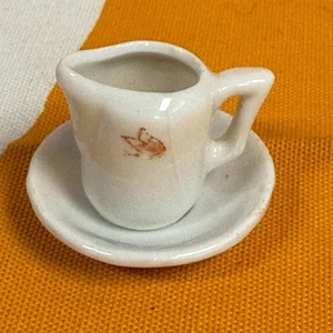 Antique 1890's Porcelain Creamer W/ Saucer Free Fast Shipping - Picture 1 of 6