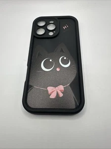 Cute Black Cat Case iPhone 16 Pro Max, Slim Shockproof Silicone Cover - Photo 1 sur 5
