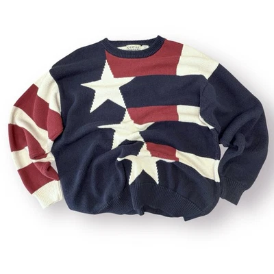 Suéter De Colección De Gran Tamaño Hombres XL EE. UU. Bandera Tejido Patriótico Algodón Preparación Academia Foto 1 de 4