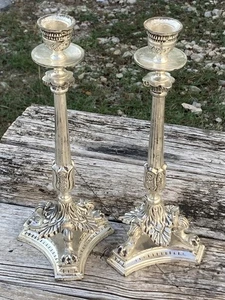 Vintage 12” Ornate Silver Plated Metal Candle Sticks Holders - Picture 1 of 6