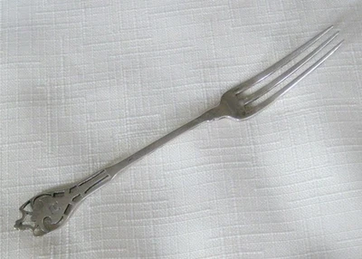 Sterling Silver 1920 Watson Putnam Condiment Fork  - Monogram R - Image 1 of 4