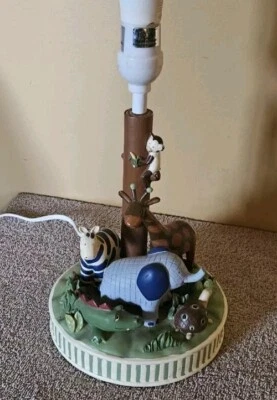 2004 Zoo животных младенца лампа керамическая детская настольная лампа 11 1/2» Ноев ковчег  - Изображение 1 из 4